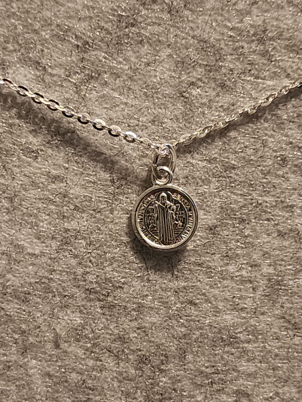 925 Sterling Silver St. Benedict Medal Pendant Necklace - Silver
